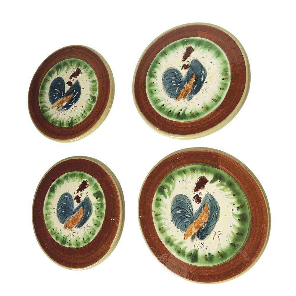 Vintage 4 Set Stoneware Coq de Provence Trivets Coasters Carlisle 2004 Rooster